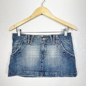 Vintage Y2K Grunge American Rag Womens Micro Mini Jean Skirt Size 7